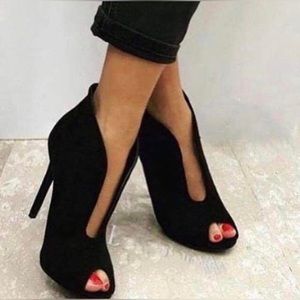 Levity Kate peep toe suede heels
